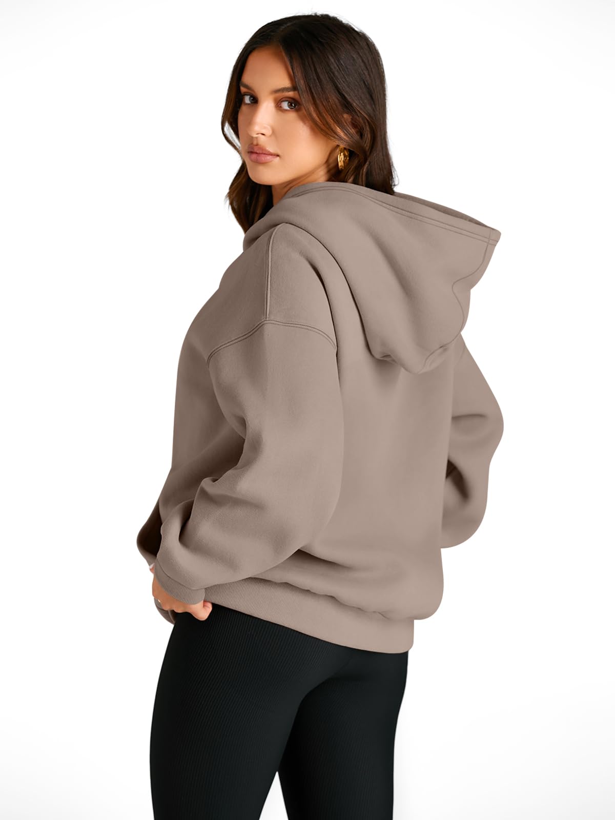 Trendy Queen Womens Oversized Hoodies Fleece Sweatshirts Fall Fashion 2025 Pullover Sweaters Winter Clothes Coffee Grey 2XL