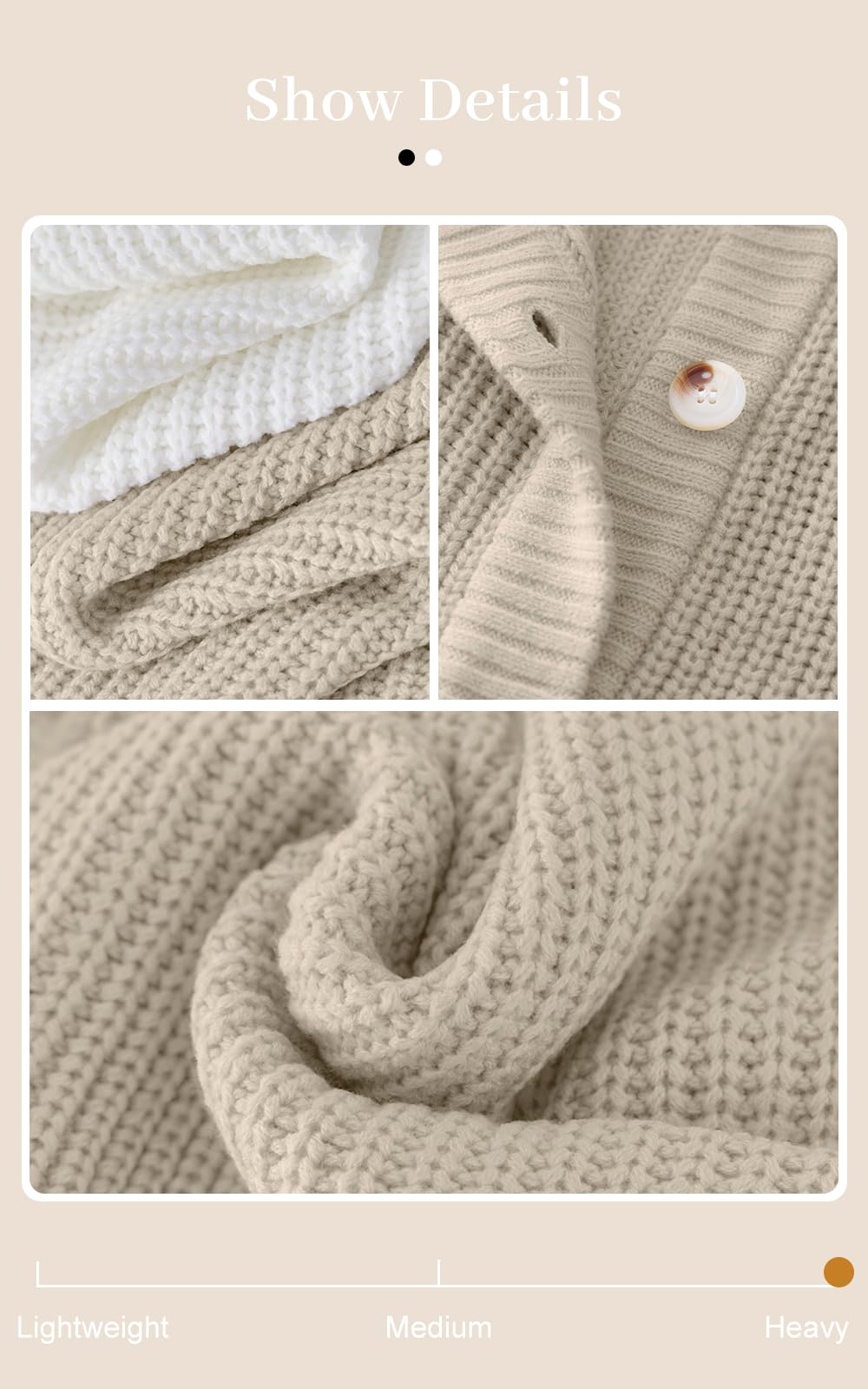 PRETTYGARDEN Womens Oversized Sweater Chunky Long Sleeve Ribbed Knit Short Fall Sweaters for Women 2025 Outfits Coat (Beige, Small)