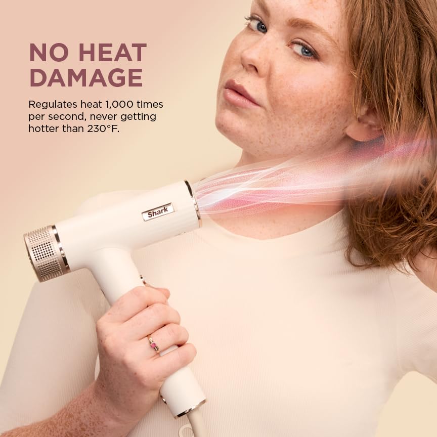 Shark Hair Dryer SpeedStyle RapidGloss Finisher and High-Velocity, Ionic Hair Blow Dryer with IQ Speed Styling and Drying Suite, No Heat Damage, Best for Curly and Coily Hair, Silk, HD332