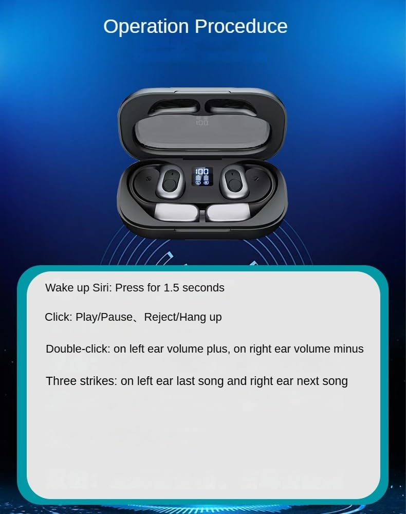 Hylikes OWS Wireless Bluetooth AI Translation Earphones，Al Language Translator Earbuds，Real-Time Translation Earbuds Include 134 Languages，Translation Device for Travel Business ，Learning，Black
