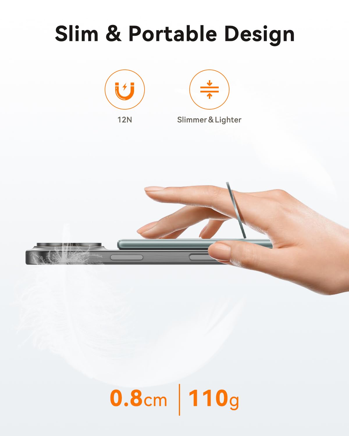 Kuulaa Magnetic Portable Charger Power Bank for iPhone 5000mAh Slim PD 20W USB C Battery Pack for Magsafe with Rotable Stand for iPhone 16/15/14/13/12 Series (Grey)