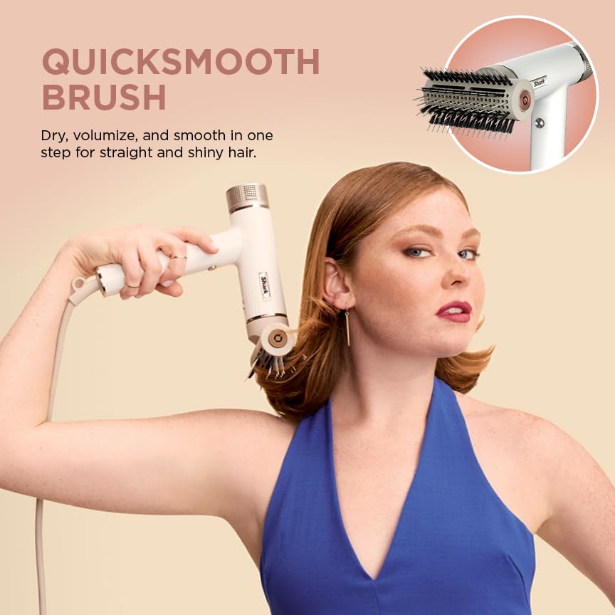 Shark Hair Dryer SpeedStyle RapidGloss Finisher and High-Velocity, Ionic Hair Blow Dryer with IQ Speed Styling and Drying Suite, No Heat Damage, Best for Curly and Coily Hair, Silk, HD332