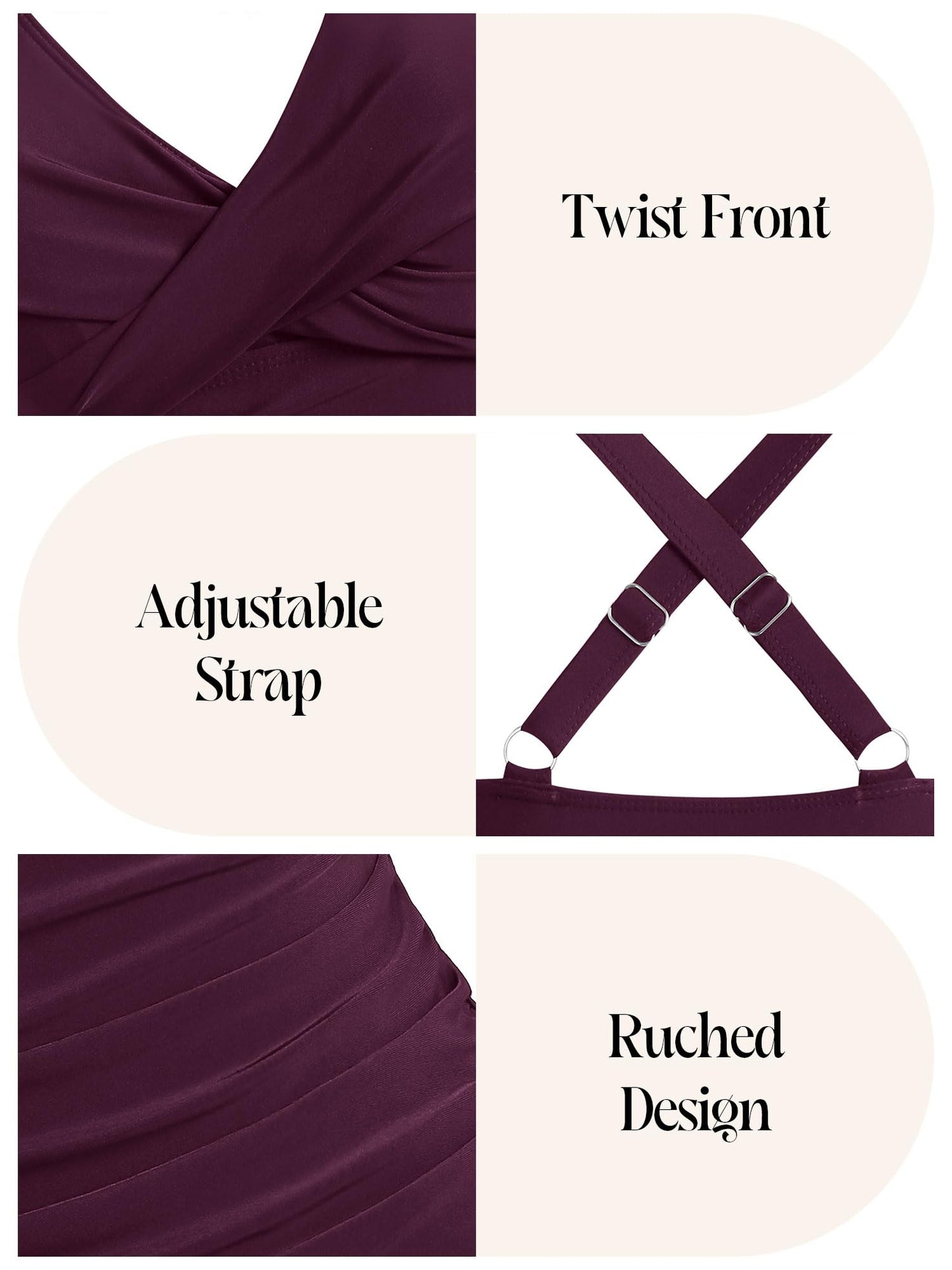ZAFUL Modest Swimsuits for Women Two-Piece Tankinis Deals for Retired Women Full Coverage Push Up Tankinis Top Modest Swim Suits M