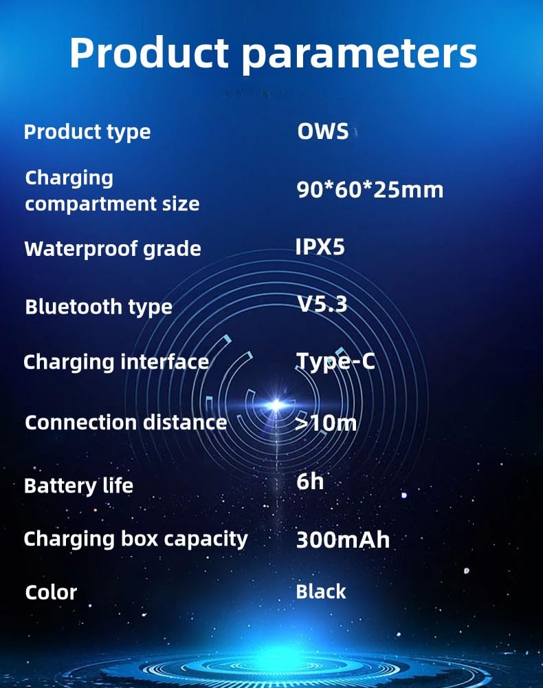 Hylikes OWS Wireless Bluetooth AI Translation Earphones，Al Language Translator Earbuds，Real-Time Translation Earbuds Include 134 Languages，Translation Device for Travel Business ，Learning，Black