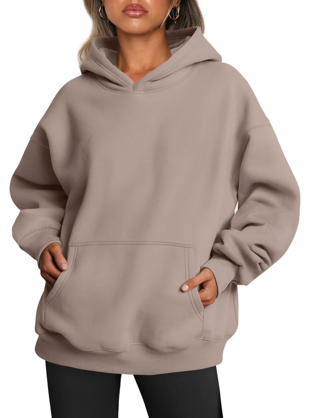 Trendy Queen Womens Oversized Hoodies Fleece Sweatshirts Fall Fashion 2025 Pullover Sweaters Winter Clothes Coffee Grey 2XL