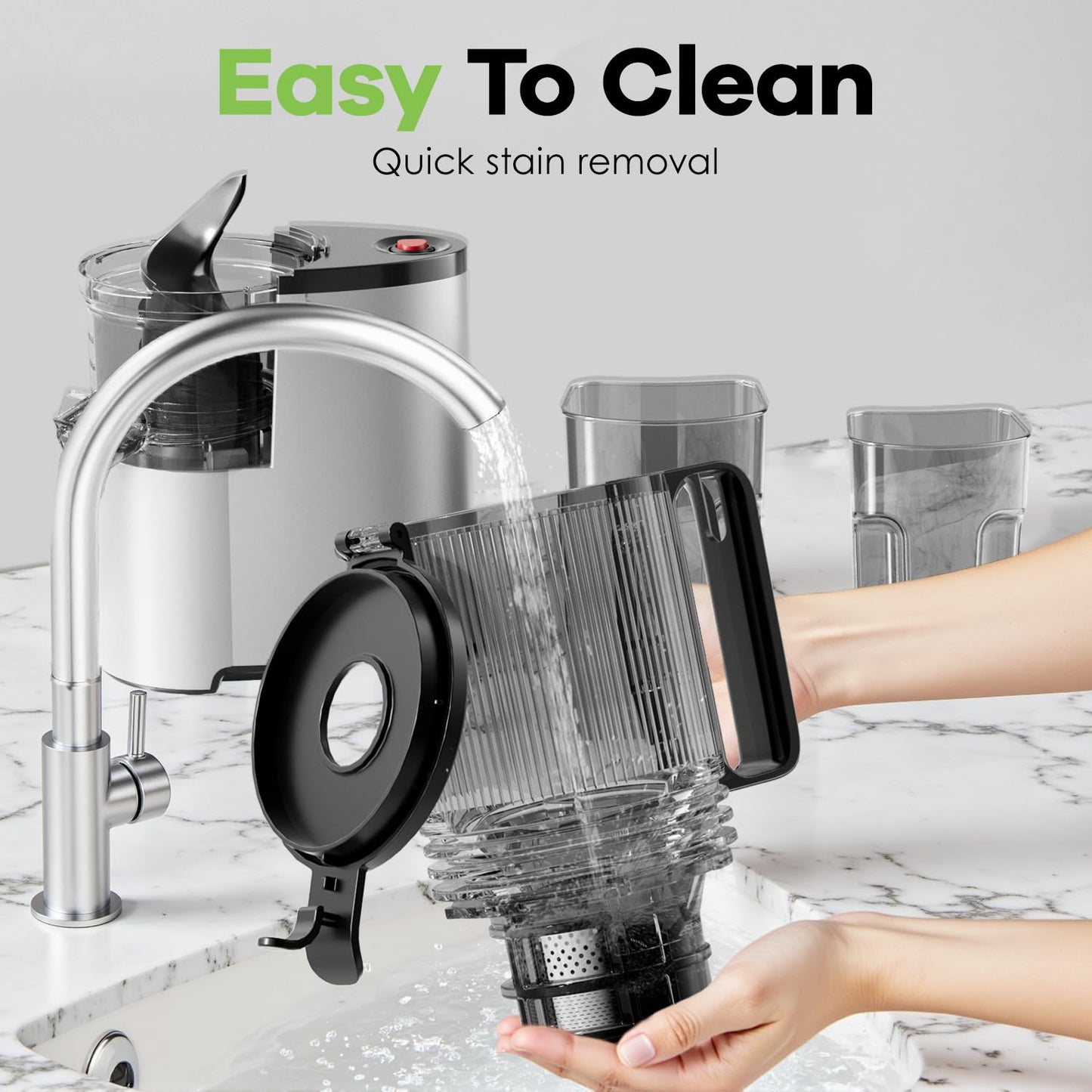 Cold Press Juicer, 5.8" Wide Feed Chute Juice Extractor Machine with 400W, High Juice Yield, Slow Masticating Juicer for Whole Vegetables & Fruits, Metallic Silver