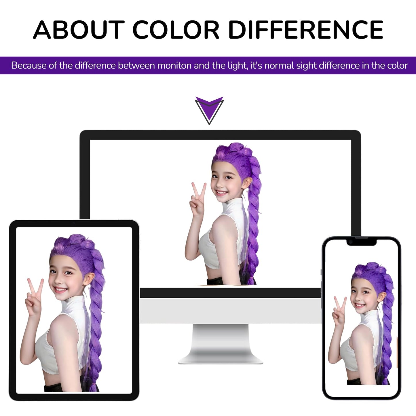 Snugeasy Rumi Costume Kids Wig Cosplay, Anime Mira Zoey Costume Wigs for Women Men, Purple Braid Wig Outfit Hair Halloween Cosplay Props