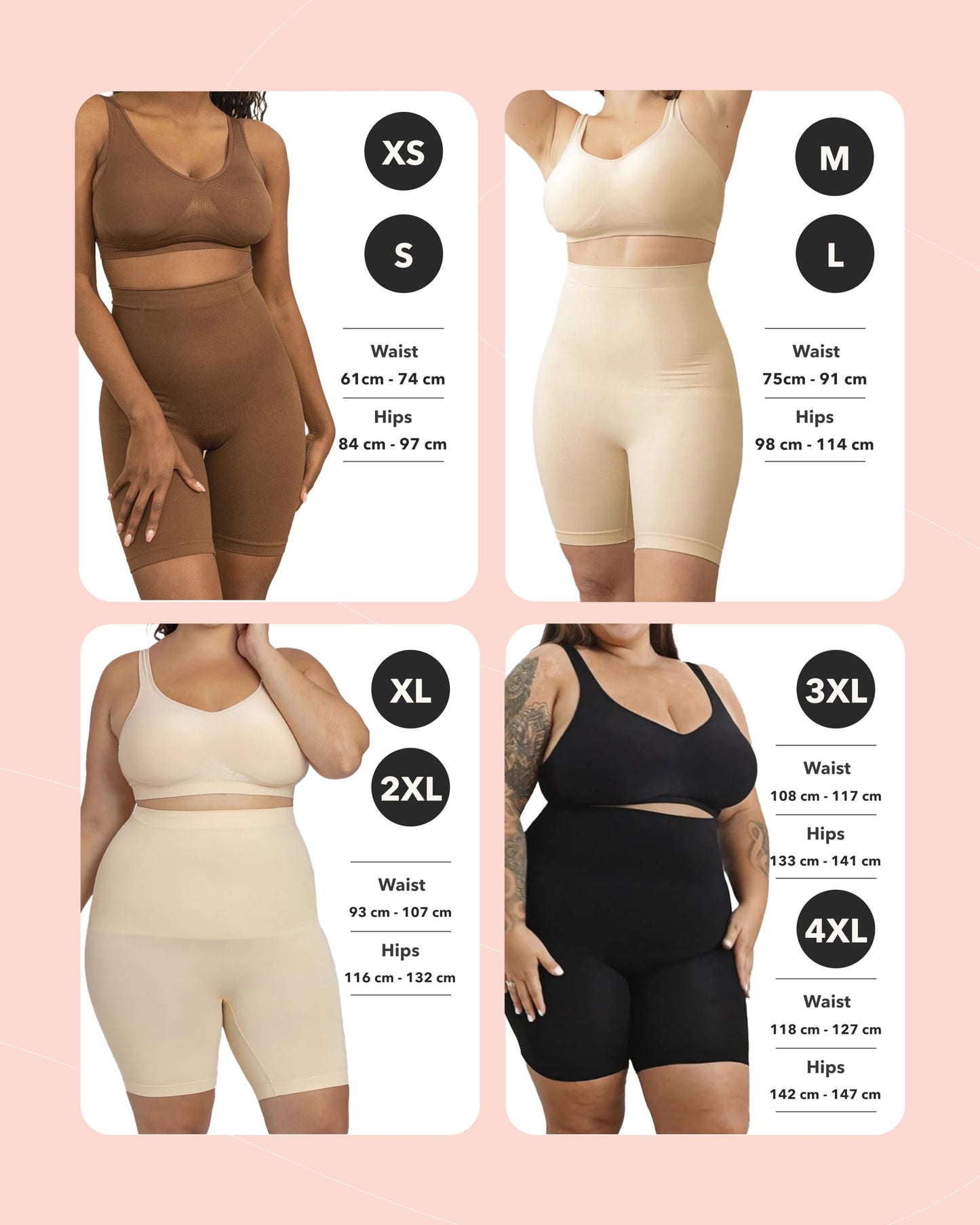 SHAPERMINT Shapewear for Women - High-Waisted Shapewear Tummy Control Shorts, Faja Body Shaper, Underwear for Women Nude - Small