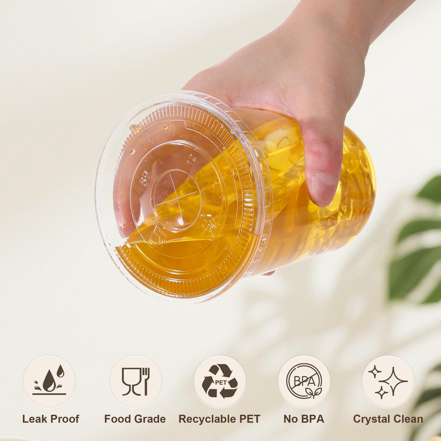 100 Set 16oz Plastic Cups with Lids and Straws, Disposable Clear Iced Coffee Cup with Lid, Round Bottom Plastic To Go Cups for Cold Drinks Slushie Smoothie Lemonade Party Picnic Coffee Shop Supplies