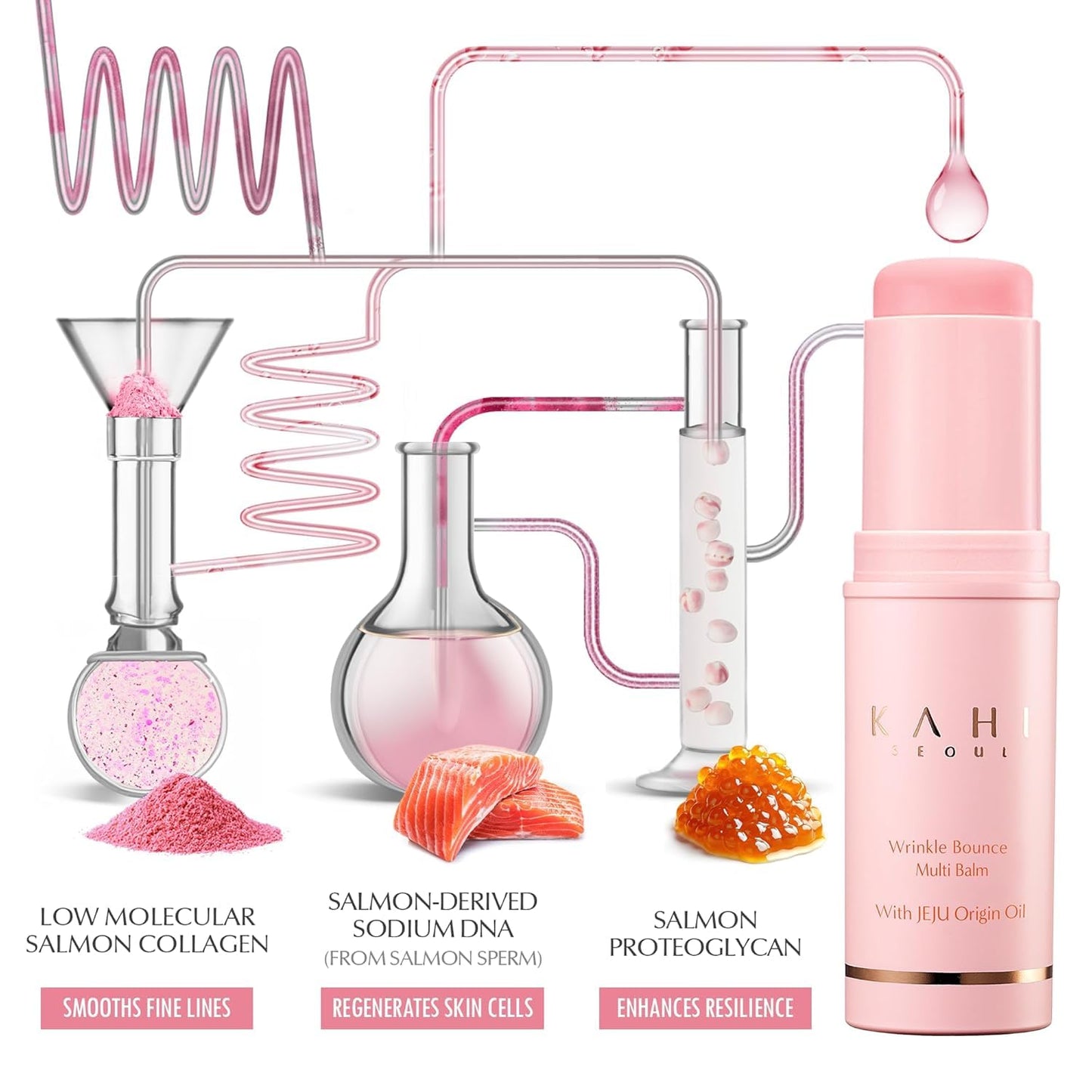 KAHI Wrinkle Bounce Multi Balm - DUO EDITION | All-in-One Hydrating Balm Eye Cream Make Up Base & Moisture Stick | Daily Moisturizer Stick with Salmon-derived sodium DNA (0.64 oz)