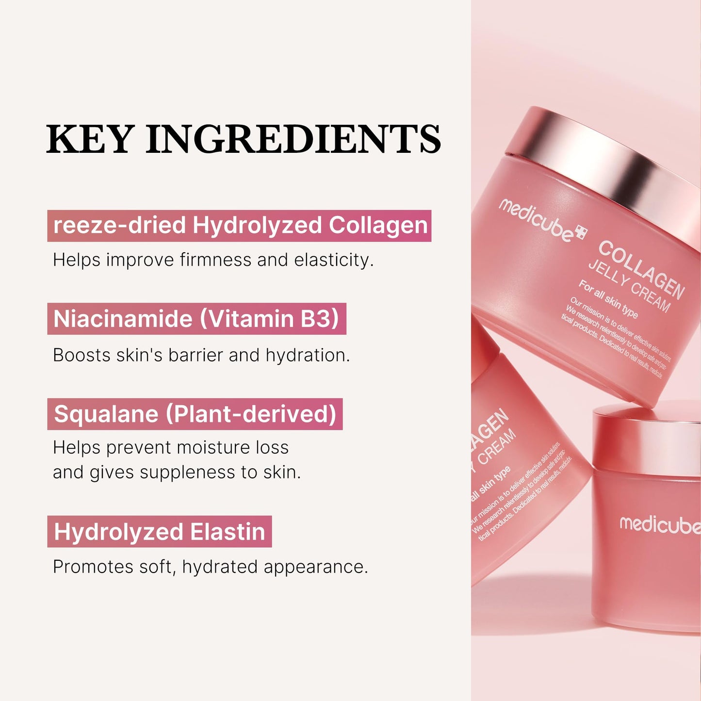 medicube Collagen Jelly Cream- Niacinamide & Freeze-Dried Hydrolyzed Collagen-Boosts skin barrier hydration & gives 24h Glow & Firmer looking skin | No artificial color, Korean skincare (3.71 fl.oz.)