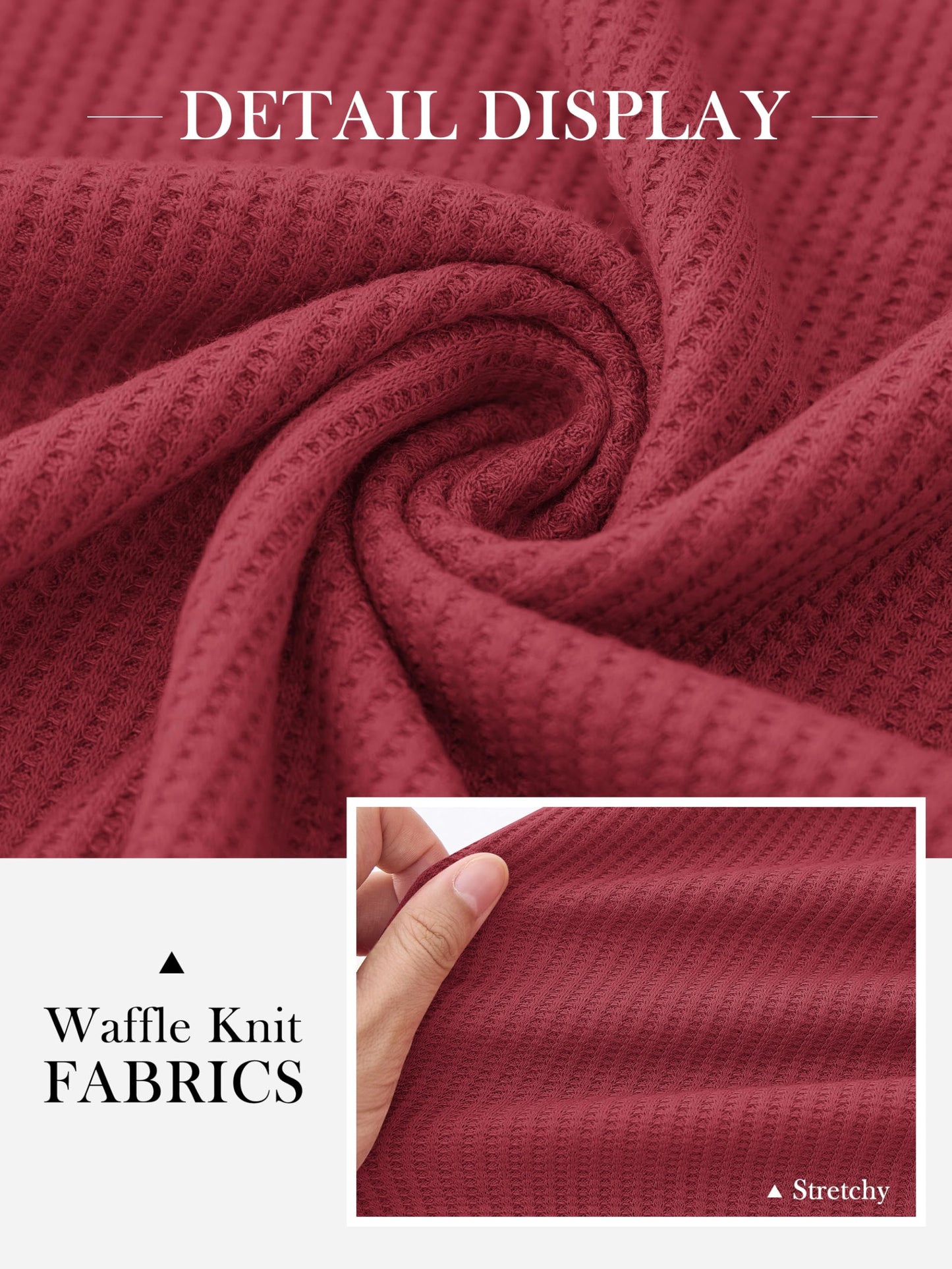 MASCOMODA Womens Tops Casual V Neck Waffle Knit Long Sleeve Shirts Trendy Loose Tunic Pullover Work Blouses Fall Outfits(Red,Medium)
