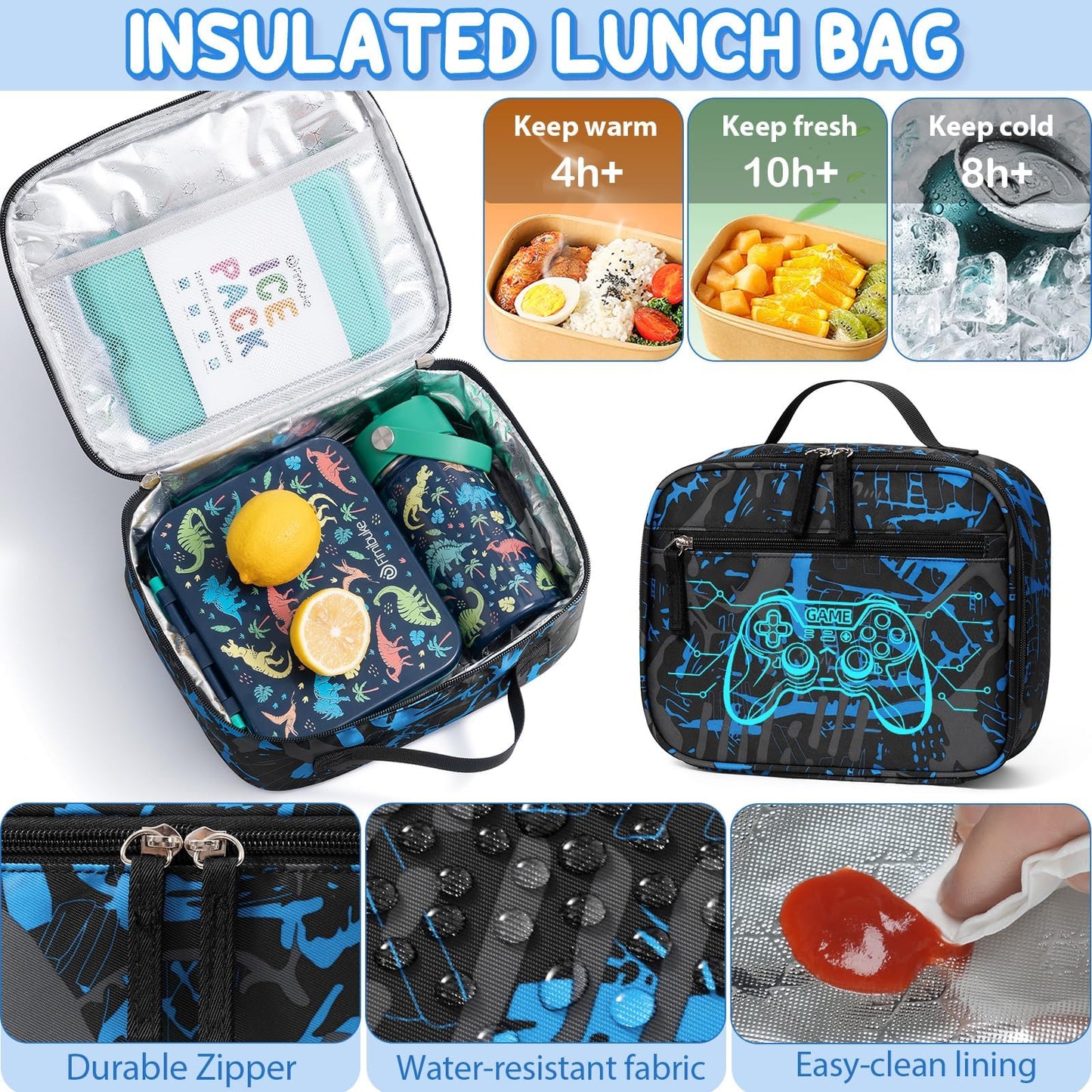 Fimibuke Backpack for School Boys, 3 PCS Cool Luminous Kids Backpacks with Lunch Box & Pencil Pouch, Toddler Teen Glow in The Dark Backpack Bookbag Schoolbag Set for Elementary to High School Students