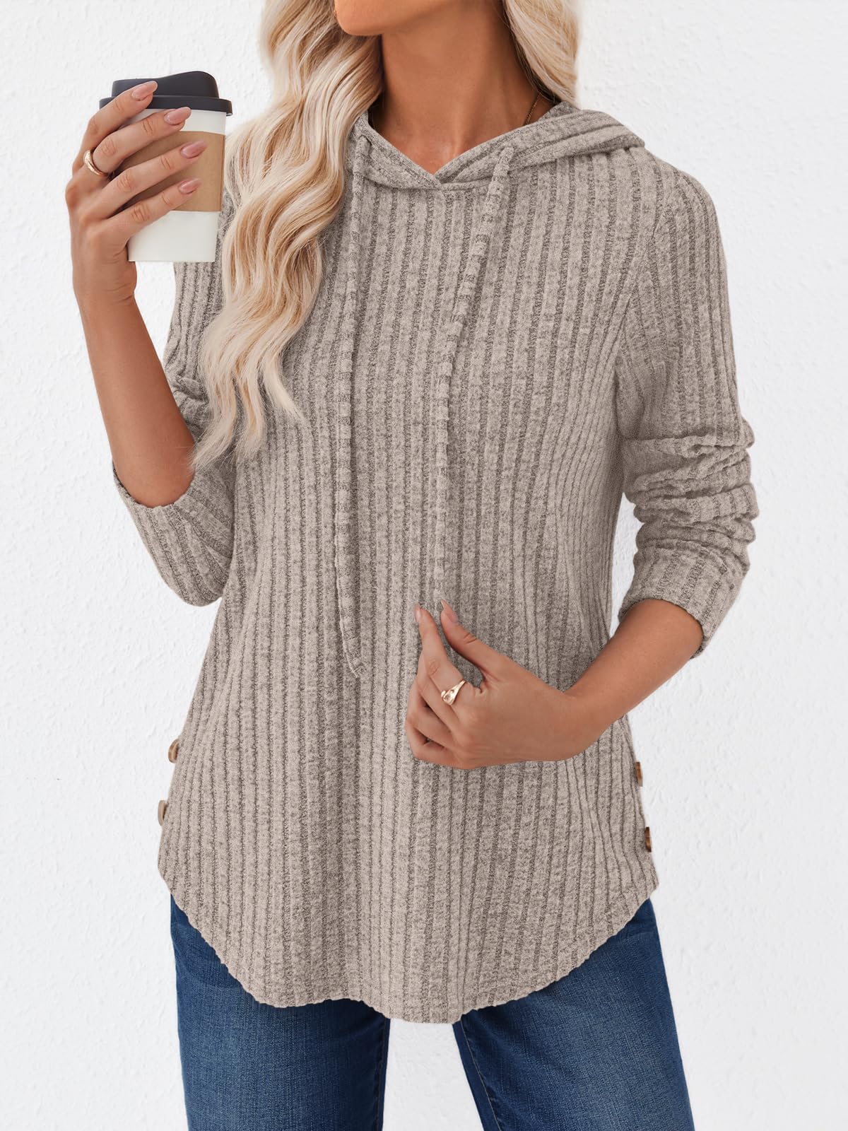 Trendy Queen Womens Hoodies Oversized Sweatshirts Long Sleeve Shirts Sweaters Fall Pullovers Tops Apricot XL