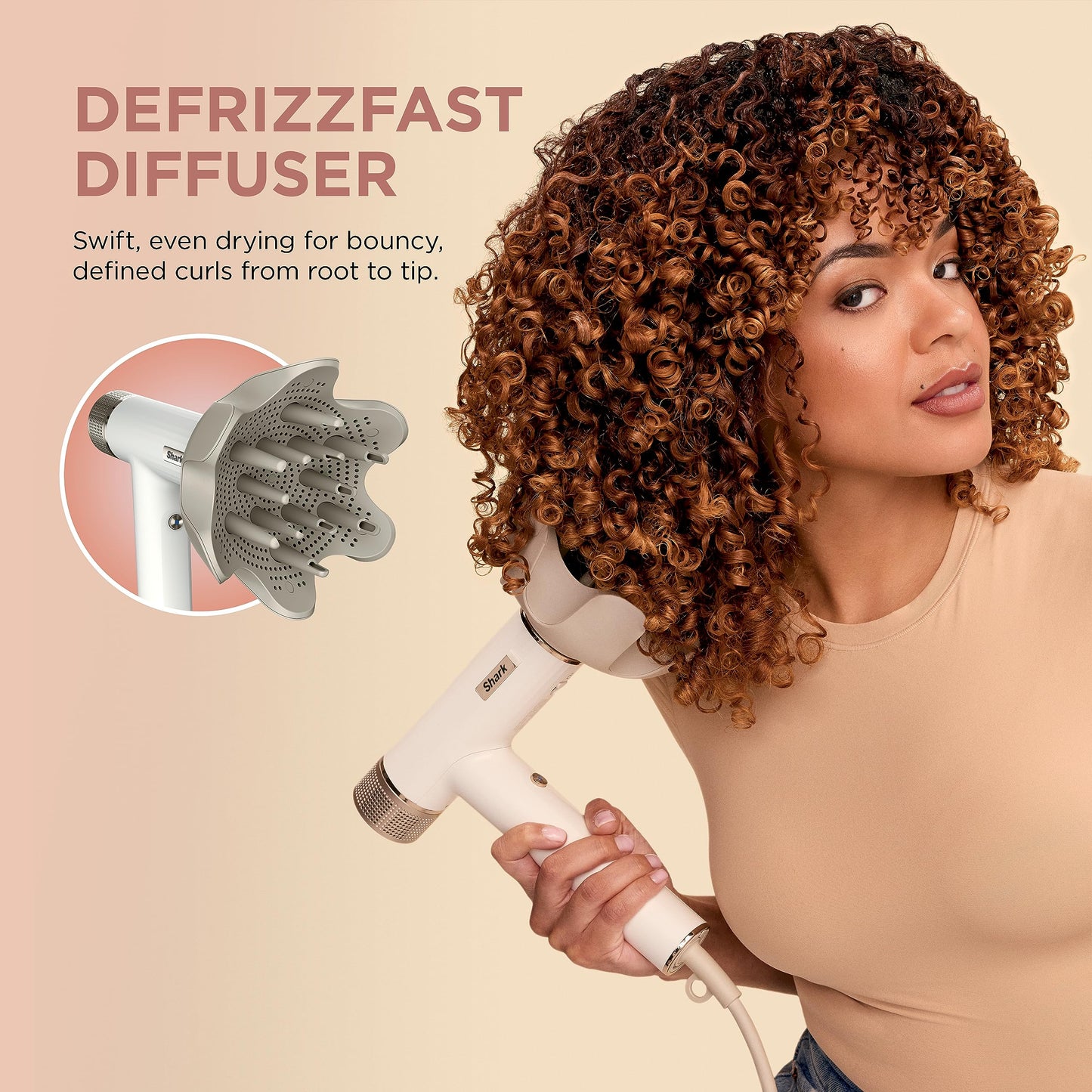 Shark Hair Dryer SpeedStyle RapidGloss Finisher and High-Velocity, Ionic Hair Blow Dryer with IQ Speed Styling and Drying Suite, No Heat Damage, Best for Curly and Coily Hair, Silk, HD332
